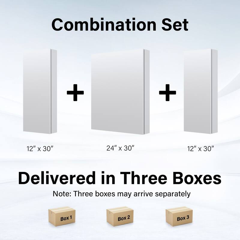 48"W X 30'H Bathroom Recessed or Surface Wall Mount Medicine Cabinet With Adjustable Glass Shelves