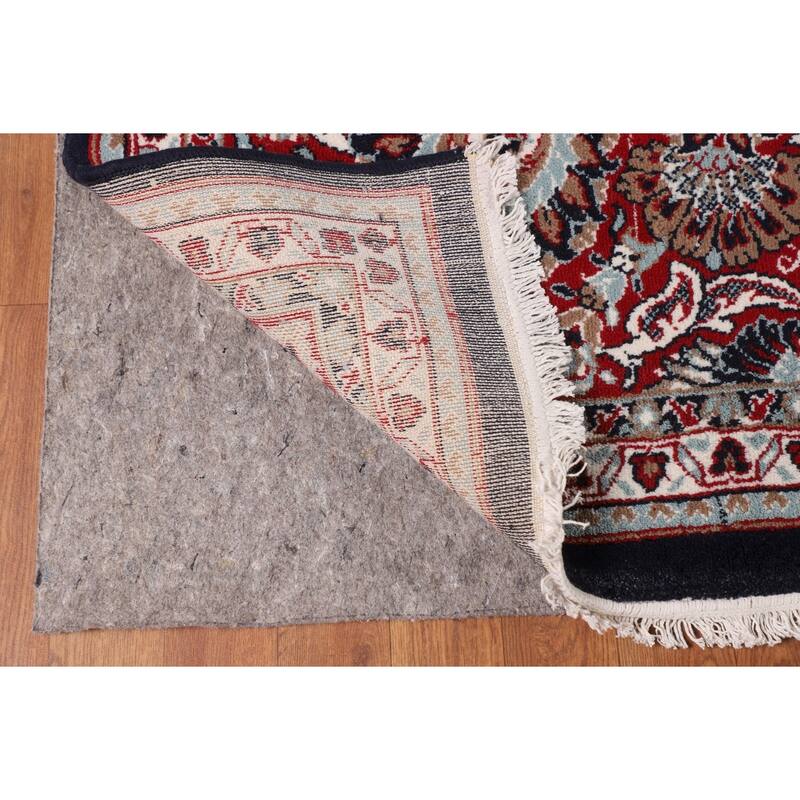 Navy Blue Kashan Turkish Area Rug Machine Made Carpet - 9'5" x 12'9"