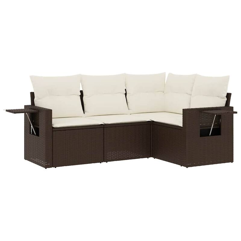 vidaXL Patio Sofa Set with Cushions Outdoor Conversation Furniture Poly Rattan