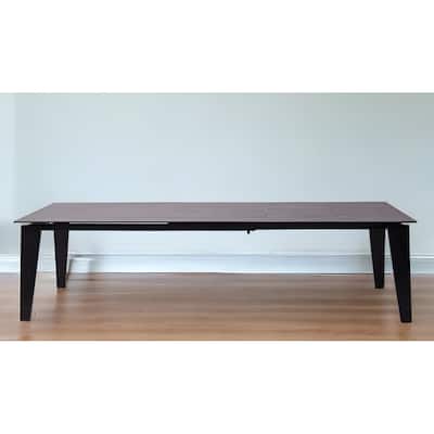 71" Gray And Black Ceramic And Solid Wood Drop Leaf Dining Table