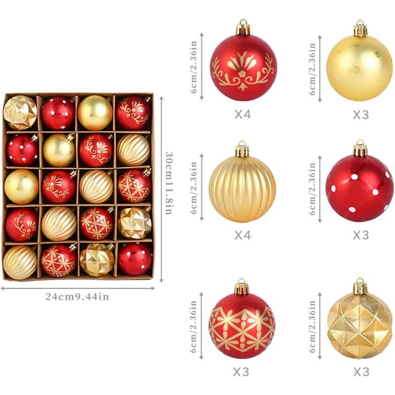20PCS 2.36in Decorative Christmas Balls Ornaments for Xmas Tree Decor - N/A