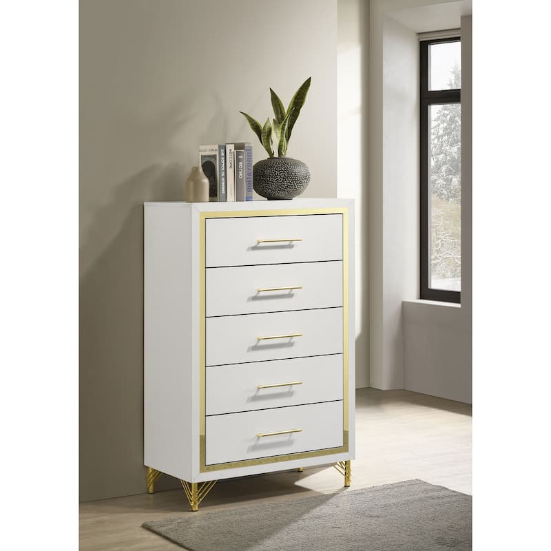 Lucia Modern Classic 5-drawer Bedroom Chest of Drawers White