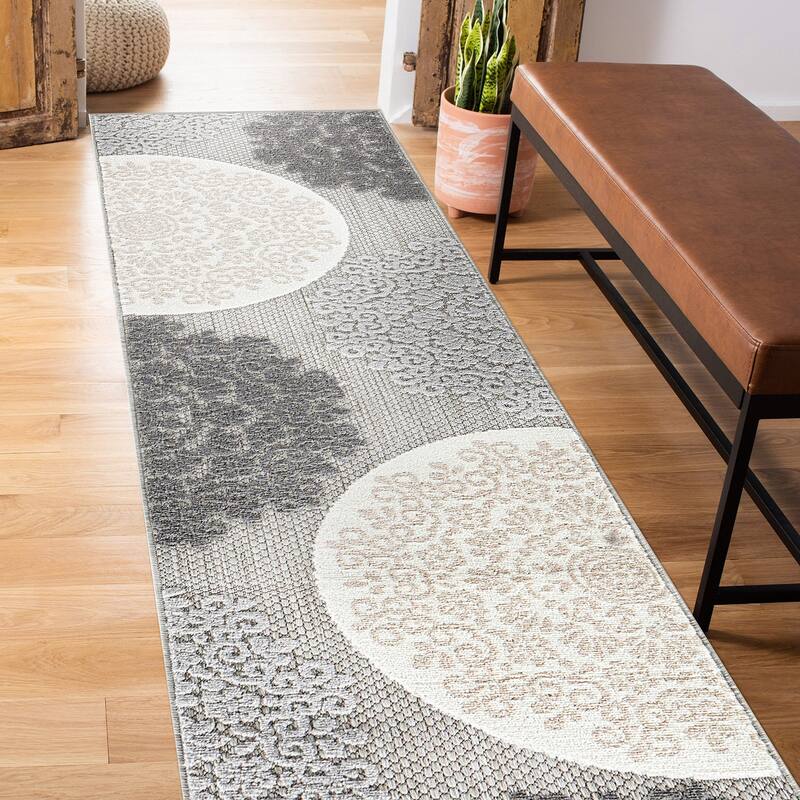 Verona Contemporary Floral Circles Indoor/Outdoor Area Rug