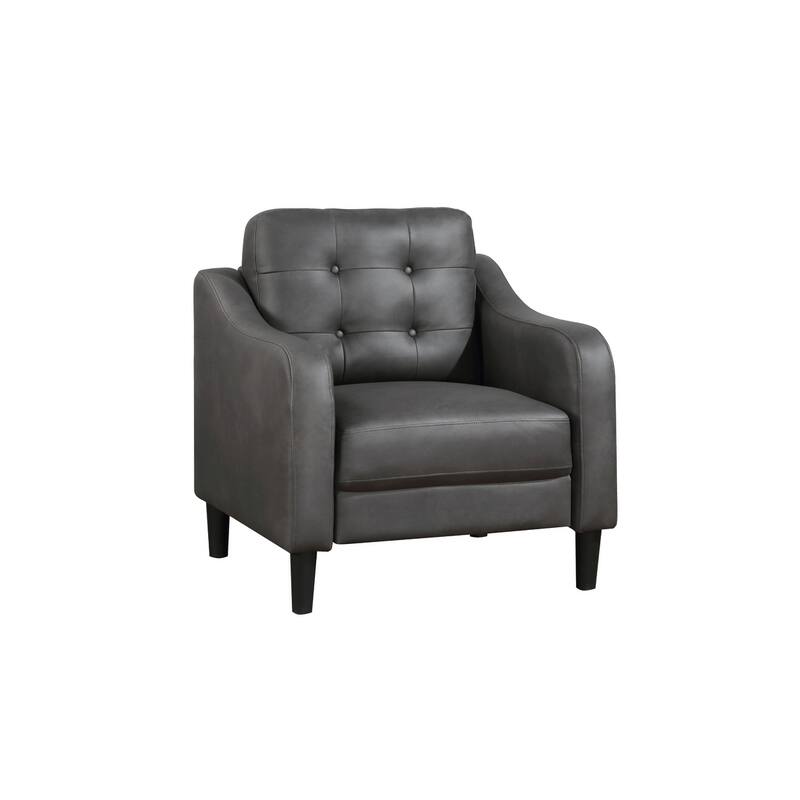 Faust Gray Faux Leather Tufted Living Room Set