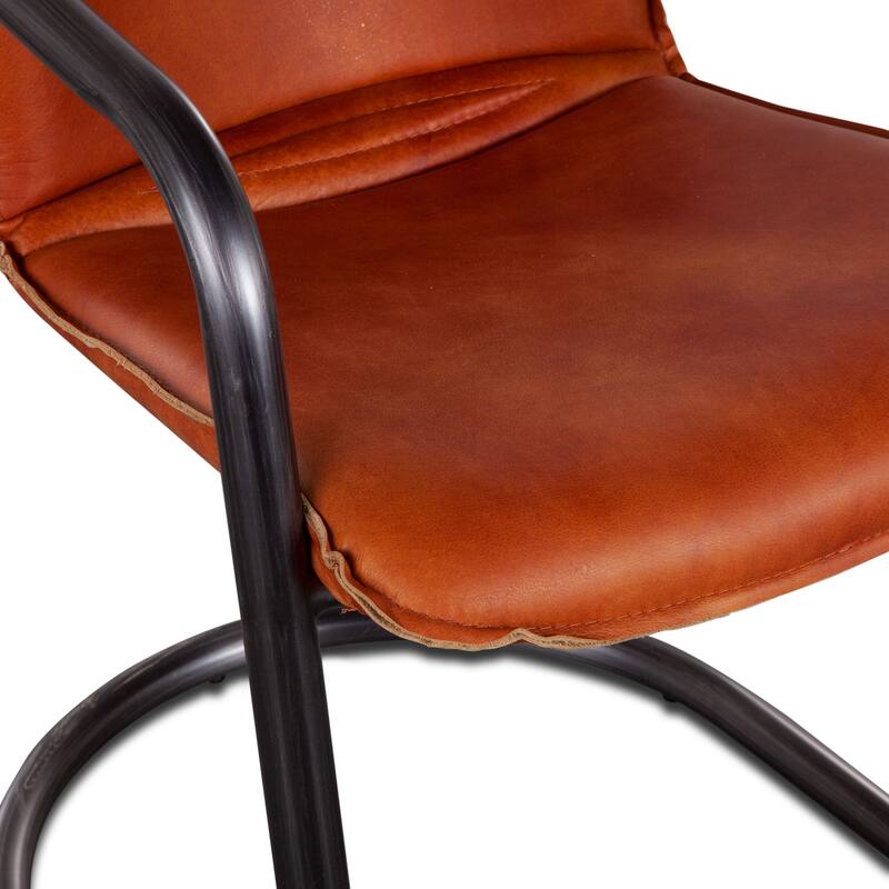 Chiavari Set of Two Distressed Leather Dining Chairs