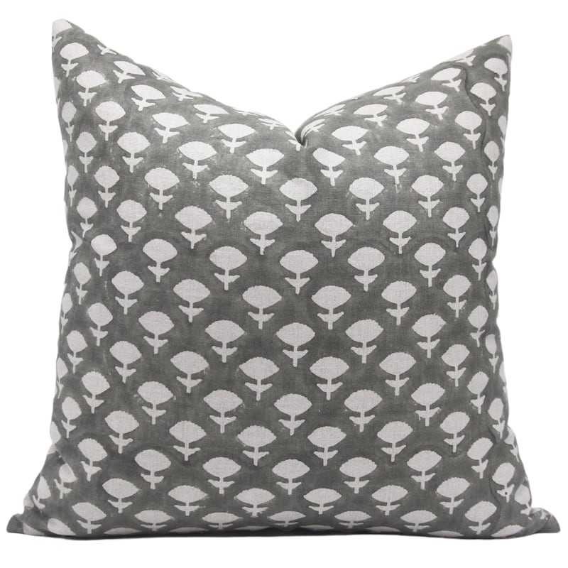 Linen Bohemian Block print pillow Cover - Jadi Buti - Pillow Covers - 20" x 20"