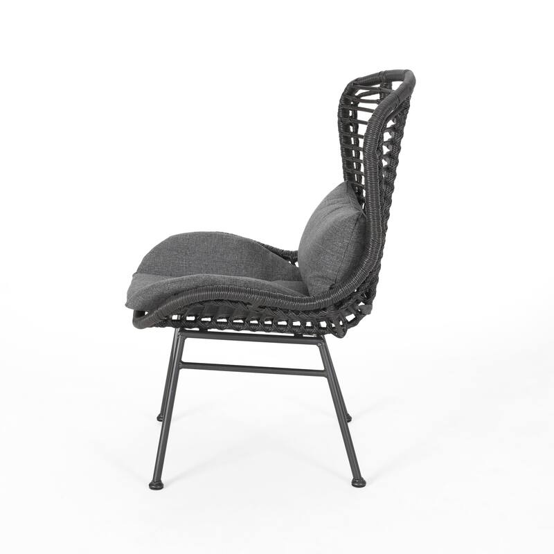 Rattan Outdoor Accent Chair with Cushions for Patio, Balcony
