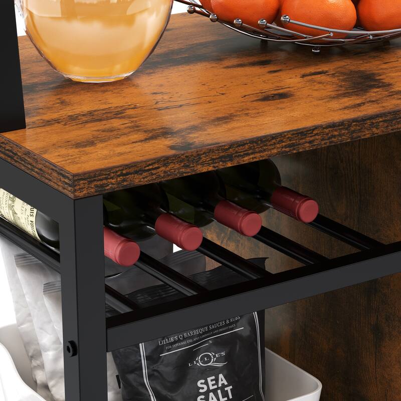 Moasis 5-Tier Kitchen Bakers Rack with Power Outlets USB Ports, Microwave Stand with Door and Shelves
