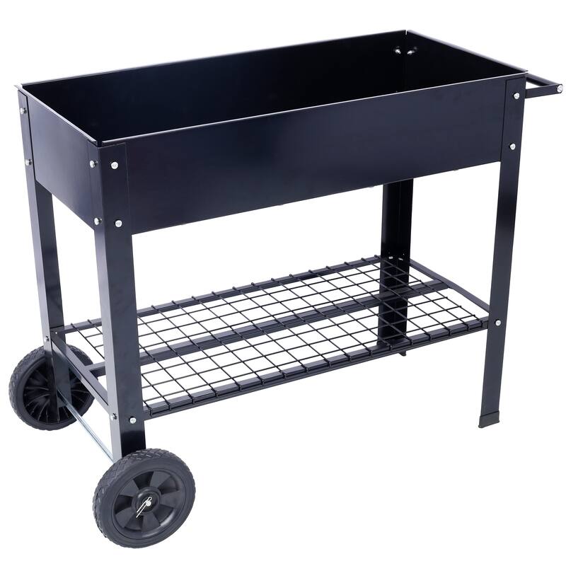 Elevated Mobile Raised Ergonomic Metal Planter Garden Bed