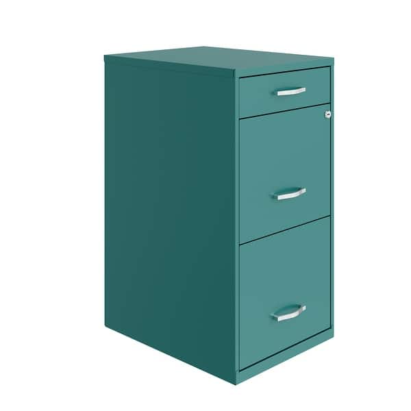 slide 2 of 4, Space Solutions 18" Deep 3 Drawer Metal Organizer File Cabinet, Teal