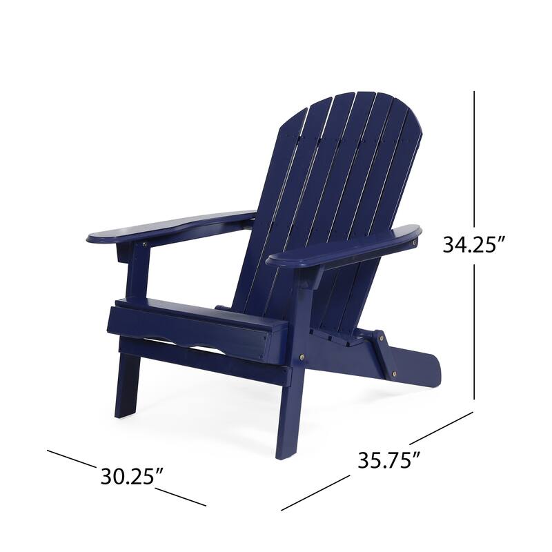 Libo Outdoor Adirondack Chair, Blue Acacia Wood Frame, Slat Panels
