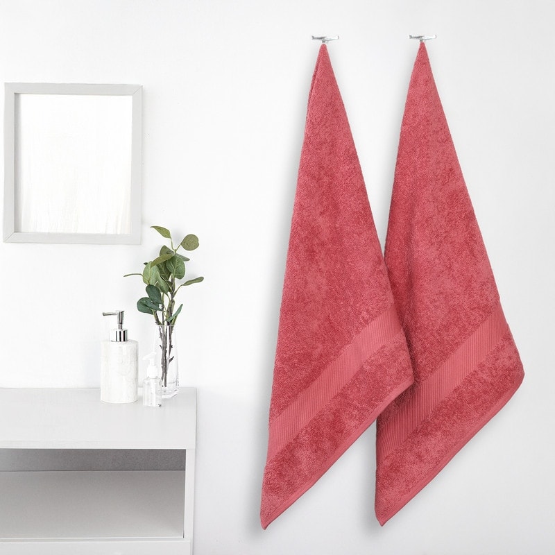 Superior Kendell Egyptian Cotton Solid Medium Weight Bath Towel Set of 2 - Sandy Rose