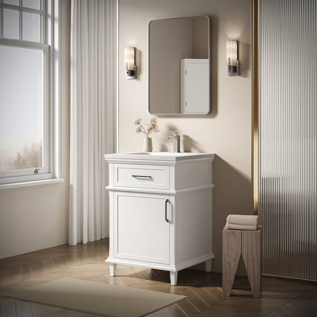HOROW Velora 24 in. W x 22 in. D x 34 in. H Bath Vanity Cabinet without Top in White Assembled