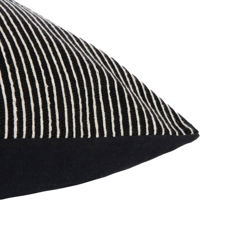 HomeRoots 20" Black and White Geometric Cotton Throw Pillow With Embroidery