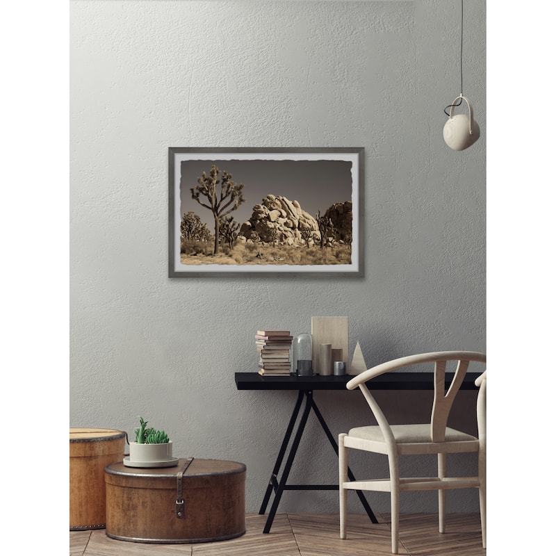 'Cactus and Rocks' Framed Painting Print