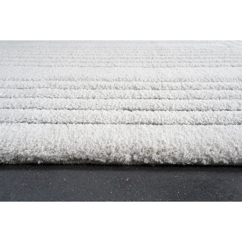 Nina Faye Ivory and Charcoal Recycled Polyester Area Rug - 6' x 9'