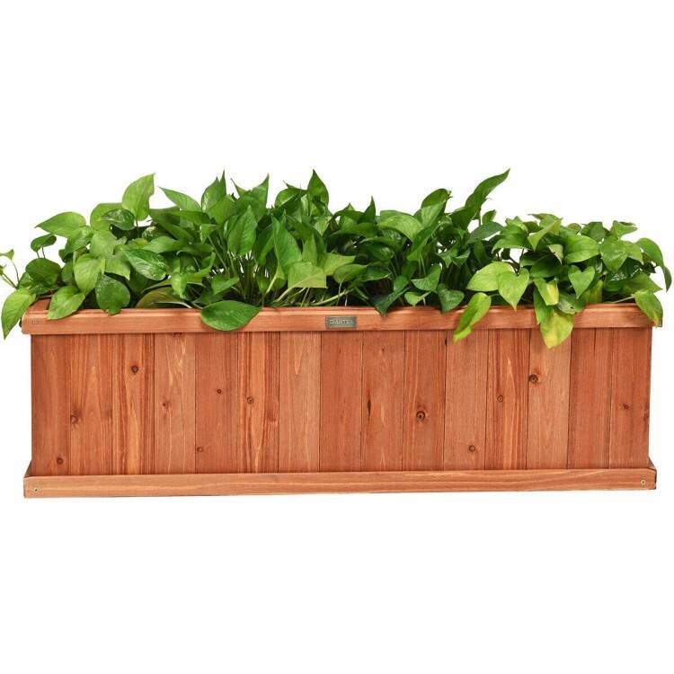 Wooden Decorative Planter Box for Garden and Window Display - 40" x 12" x 12"