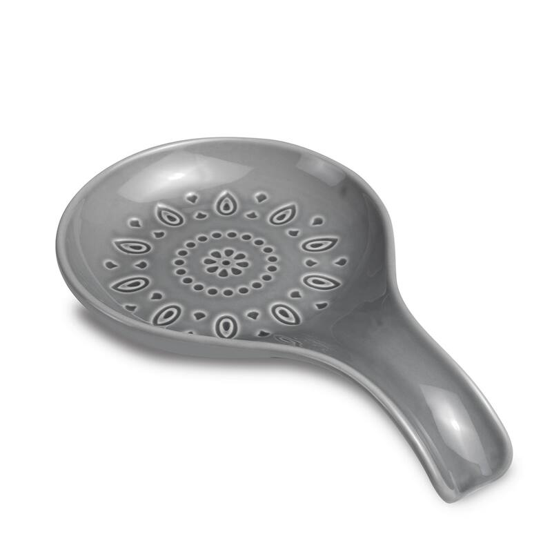 Euro Ceramica Fez Spoon Rest - Multi Color - 9.05 in. x 5.31 in. x 1.18 in. - Grey