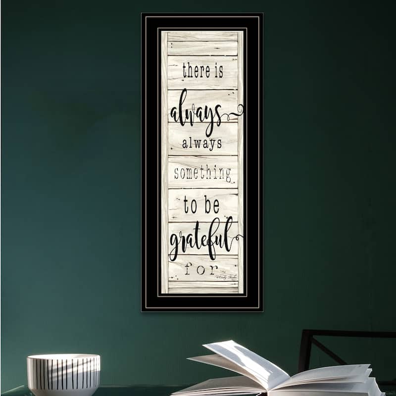 TrendyDecor4U Farmhouse "Be Grateful Collection" Framed Print Wall Art by Cindy Jacobs - Off-White