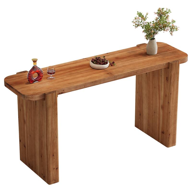 Solid Wood Rectangular Bar Table, 63 Inch Long Home Bar Unit for Bar - 19.69" D x 63" W x 35.43" H
