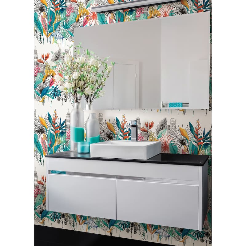 Sierra Blue Urban Tropic Wallpaper