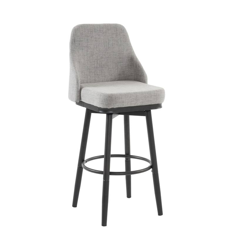 Counter Height Swivel Barstools Set of 2, Upholstered Seat Bar Stools with Metal Legs, Dining Room Chairs with Footrest