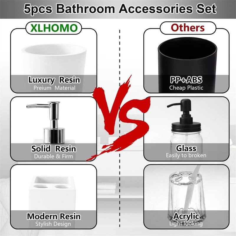 5Pcs Resin Pink Bathroom Sets