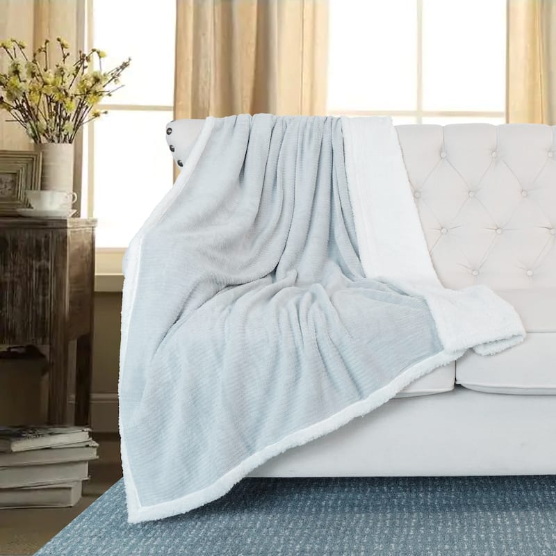Tangier Ultra Soft Sherpa Bed Sofa Couch Throw Blanket - 60" x 70" - Silver Grey