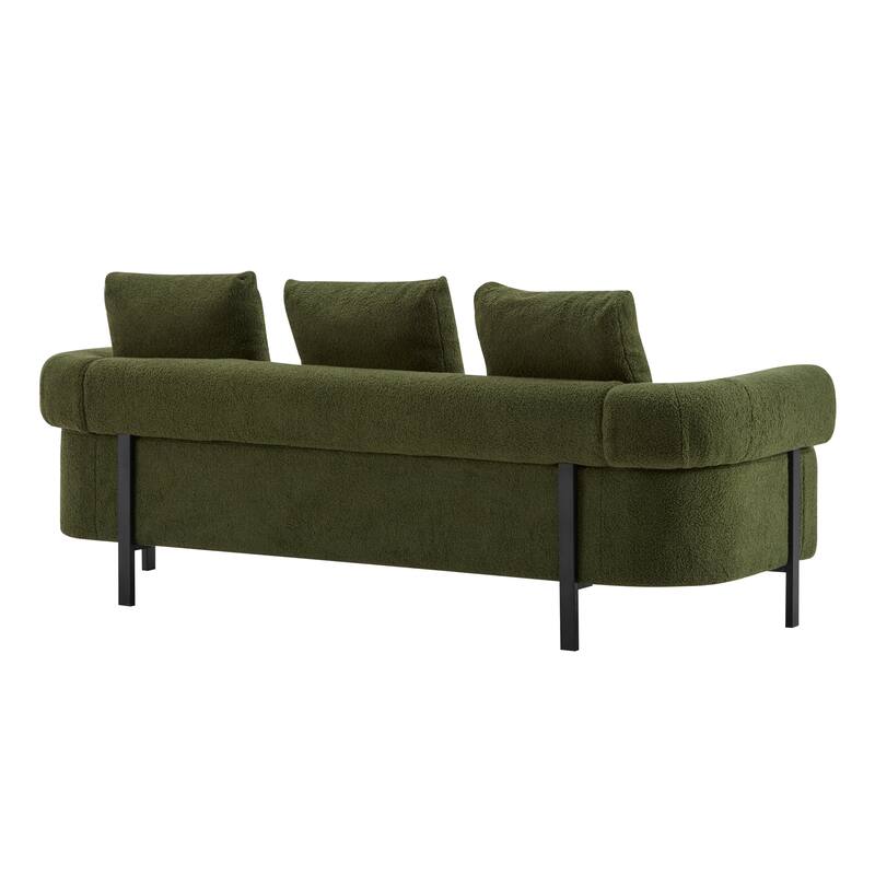 78" Modern 3-Seater Sofa Couch, Upholstered Sofa with Rolled Armrests & 3 Plush Pillows, Comfy Couch for Living Room, Bedroom