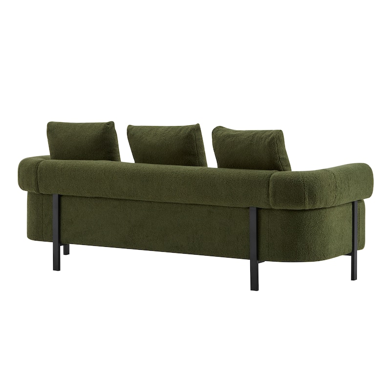 Christopher Knight Home - Leontius Boucle Sofa with Rolled Armrests and 3 Plush Pillows