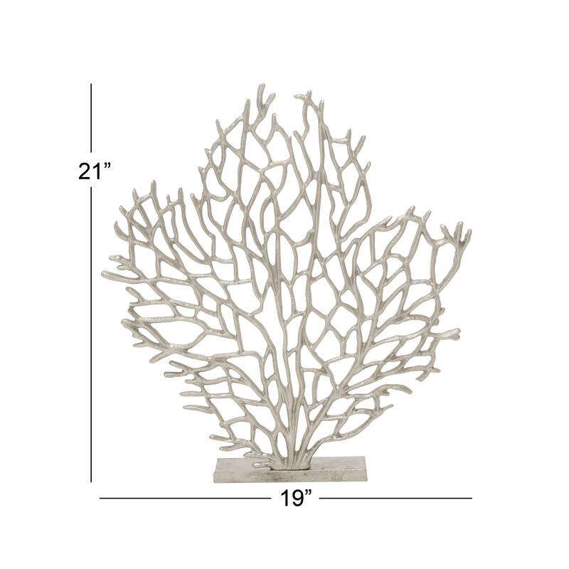 Silver Aluminum Metal Coral Decorative Sculpture