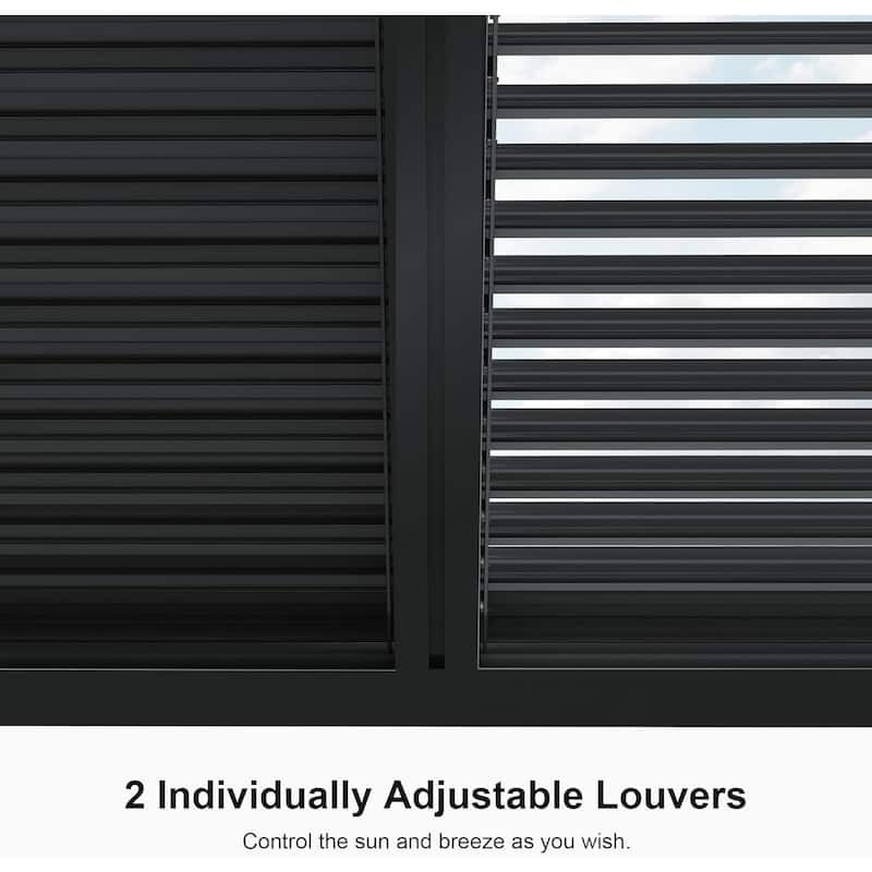 PURPLE LEAF Louvered Pergola Outdoor Aluminum Pergola with Adjustable Roof for Patio Hardtop Gazebo
