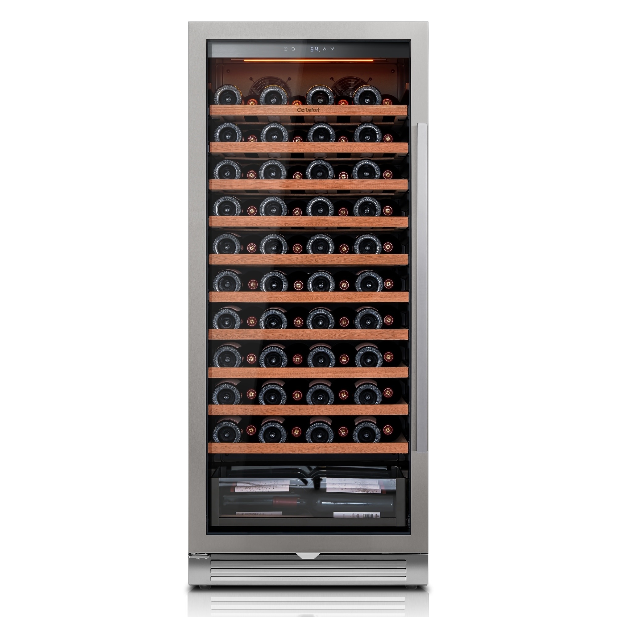Ca'lefort 23.4 in. 90-Bottle Single Zone Built-In or Freestanding Wine Cooler, with Frost-Free and 10 removable shelves