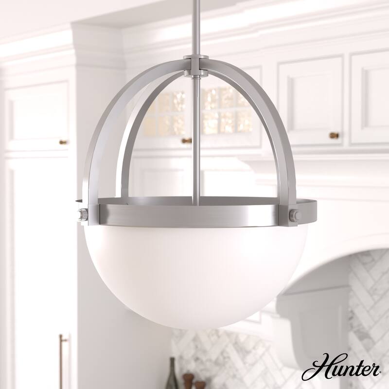 Hunter Wedgefield 3 Light Orb Pendant - Island, Dining Room - Transitional, Contemporary - Brushed  Nickel
