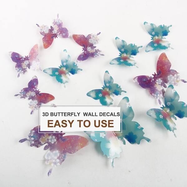 Download 24pcs 3d Butterfly Diy Wall Sticker With Art For Room Decor Teal Blue Puple Overstock 29787006
