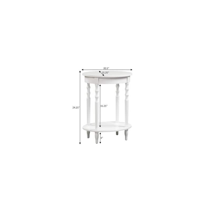 Oval End Table 20.5 Inch, Classic Spindled Legs with Lower Shelf, Solid Wood Side Table for Living Room or Bedroom - 15.75