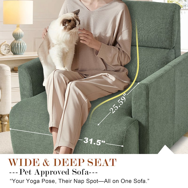 Oversized Chair w/Storage Ottoman, Wide Accent Armchair Chair, Modern Lounge Chair, Upholstered Mid-Century Reading Chair