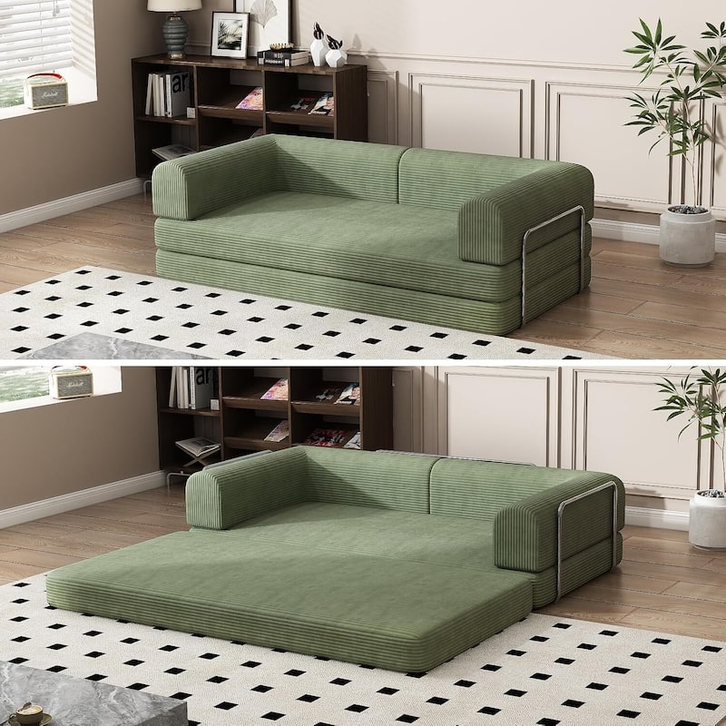 1 PC Convertible Modular Sleeper Sofa Bed for Living Room Lounge Studio - Green
