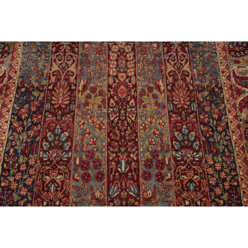 Hand Knotted Oriental 100% Wool Carpet Traditional Floral Navy Blue & Blues Kerman Area Rug - 6' 0'' X 4' 8''