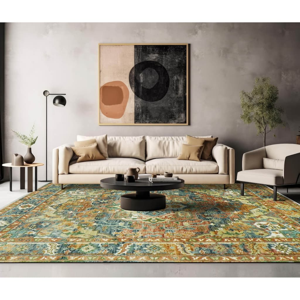 Multi Size Hand Knotted Oushak Rust Oriental Rug by LoomBloom