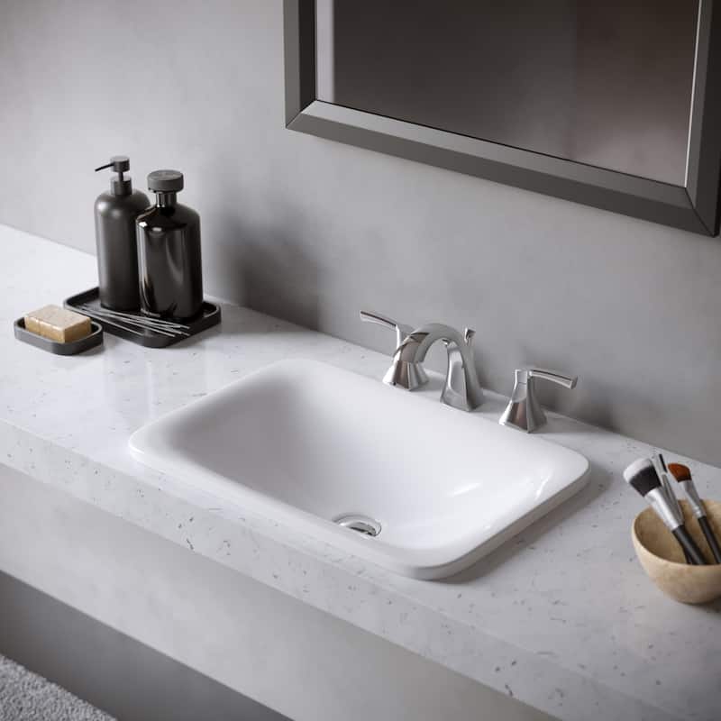 Karran Valera 21" Top Mount Vitreous China Bathroom Sink in White