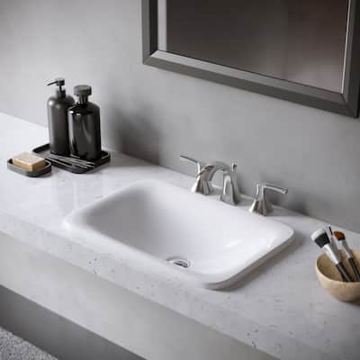 Karran Valera 21" Top Mount Vitreous China Bathroom Sink in White
