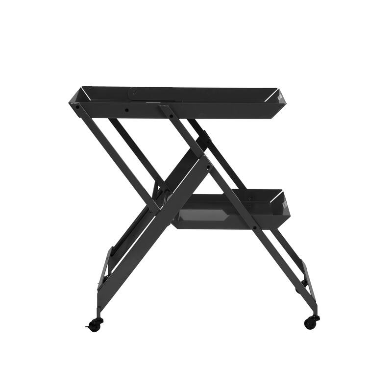 Zonnie Contemporary Steel 2-Shelf Folding Server Cart with Wheeled Base by Furniture of America