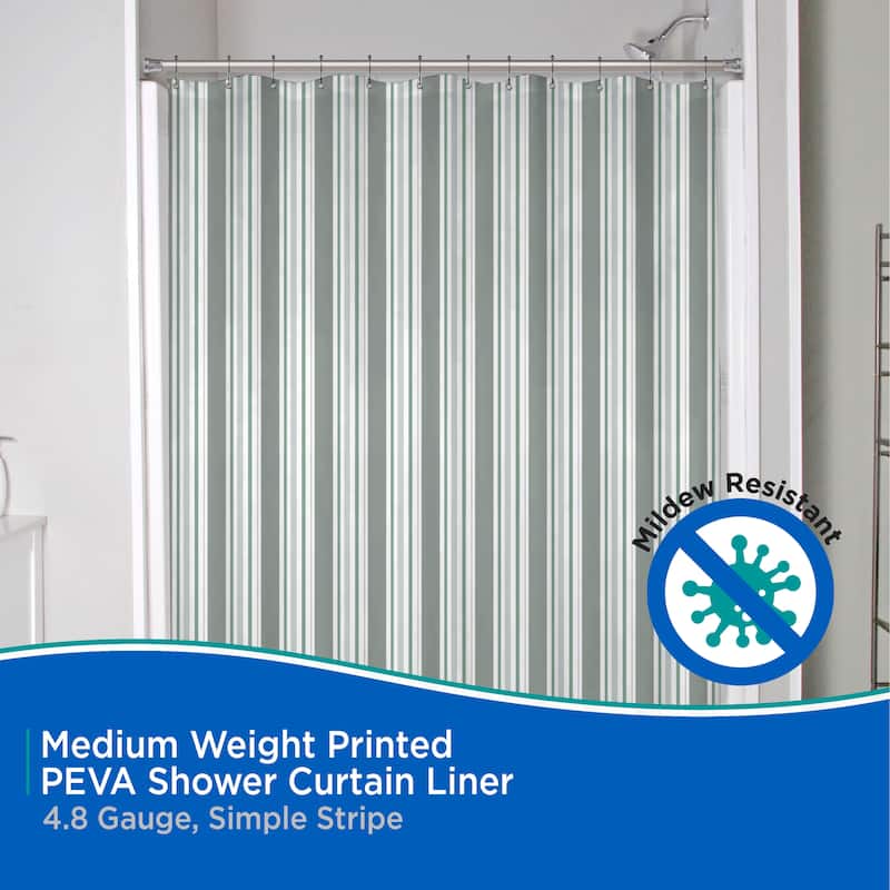 Kenney Medium Weight Decorative PEVA Shower Curtain Liner, 70" W x 72" H