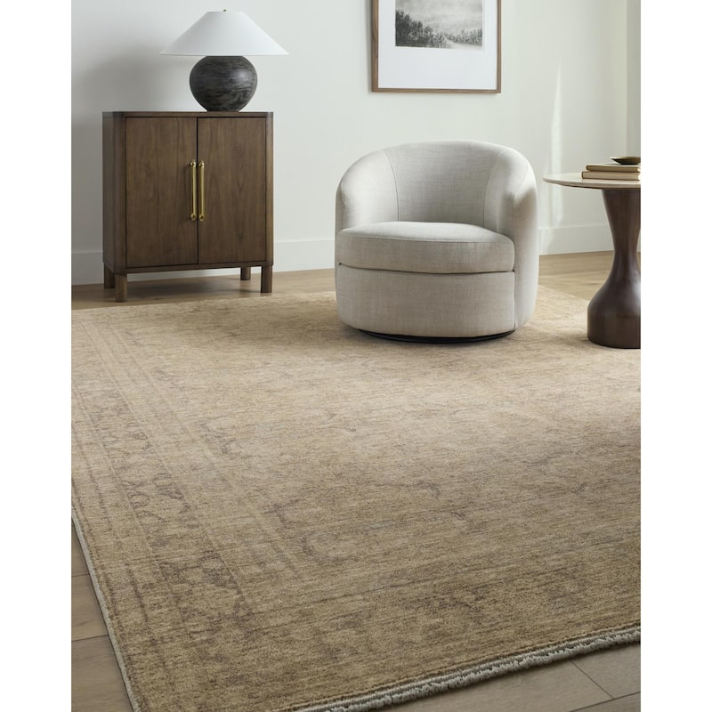 Galey Alix x Livabliss Fetscher V Vintage Damask Area Rug - 6'7" x 9'6" - Dusy Sage - Rectangle