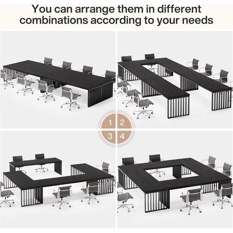 6.56 ft Industrial Conference Table, Rectangular Meeting Table for Seminar, Business & Negotiation