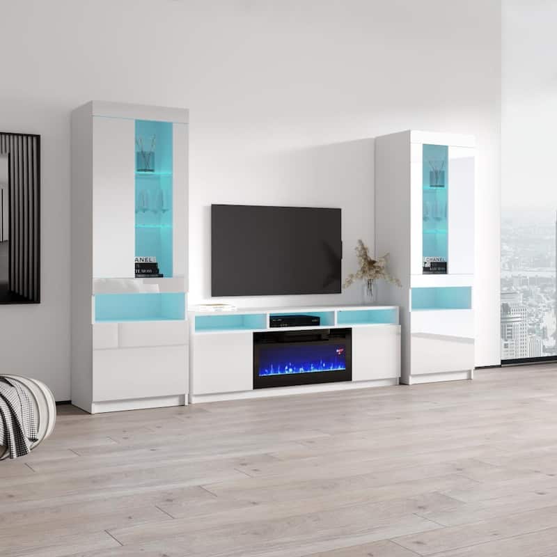 Reno 05 Electric Fireplace Modern Wall Unit Entertainment Center