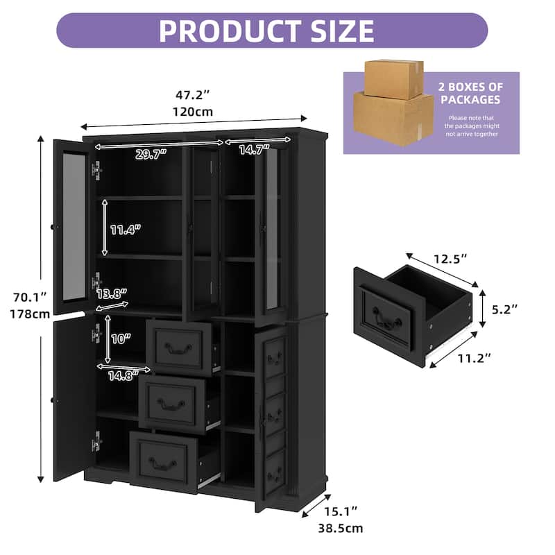 Moasis Bookcase Display Cabinet w/Glass Doors