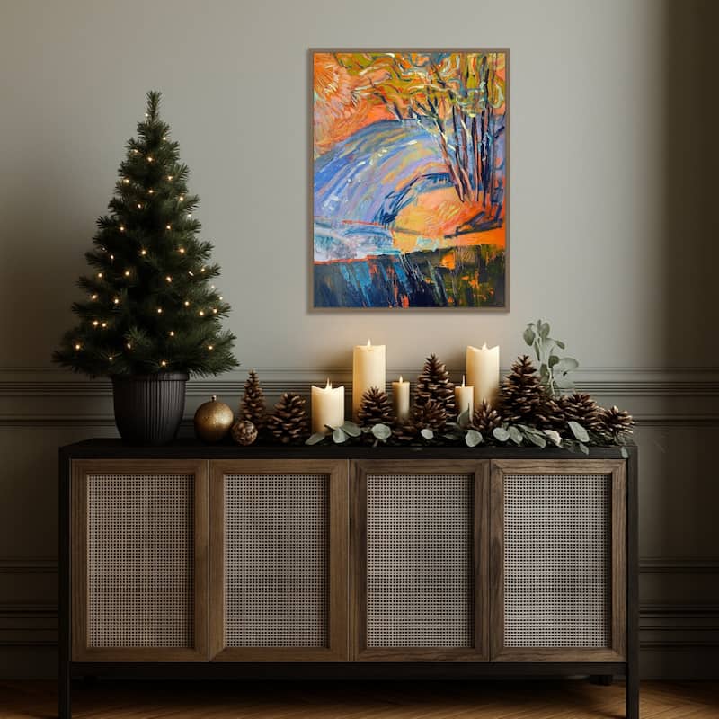 Cadmium Winter Solstice III by Dorothy Fagan (23 x 30 in.), Framed Canvas Wall Art Print - Sylvie Dark Gold