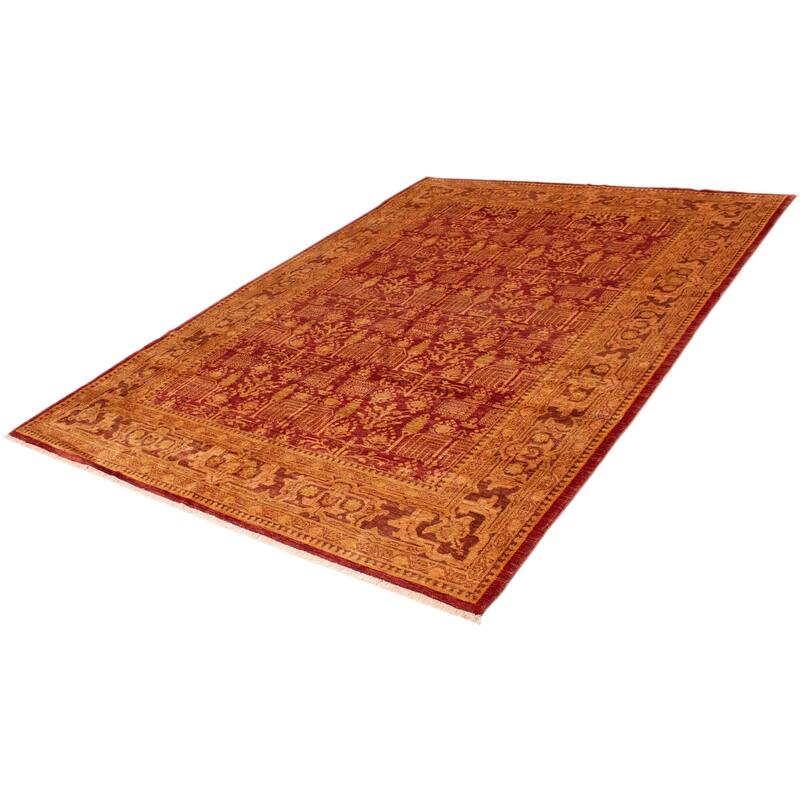 ECARPETGALLERY Hand-knotted Peshawar Oushak Red Wool Rug - 9'10 x 13'9